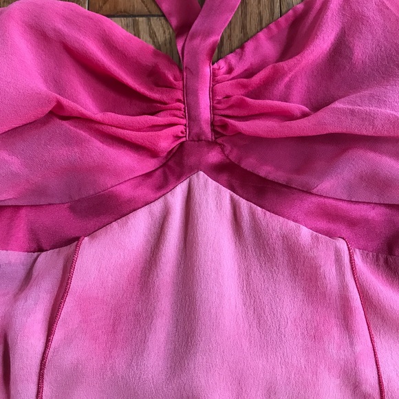 NWT Bebe 100% Silk women’s pink ombré Boho Asymmetric Midi Dress Size S - Picture 5 of 8